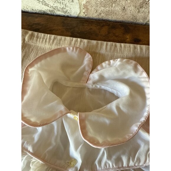 Vintage Baby Dress With Pink Satin Trim & Floral Embroidery - Picture 6 of 16